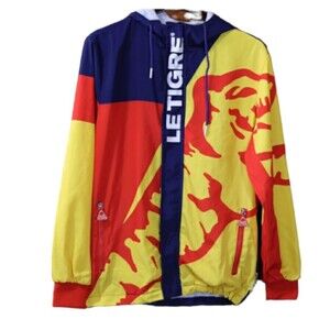 Le Tigre Vintage 90s Athletic Loud Spellout Windbreaker Hoodie Full Zip Jacket M